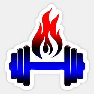 Red Flame with Blue and Black Free Weight Sticker